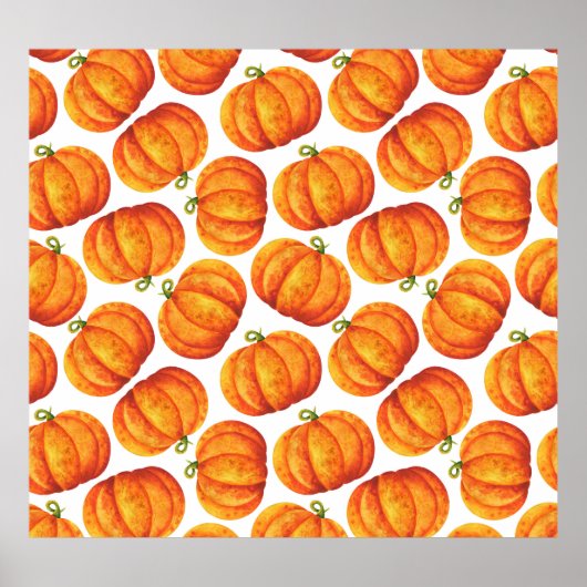 水彩カボチャ：秋の作物のパターン。 ポスター (正面)