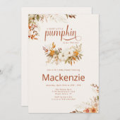 水彩カボチャ&秋フローラベビーシャワー 招待状 (正面/裏面)