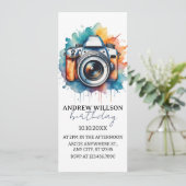 水彩カメラ写真家 誕生日 ご招待 招待状 (スタンド正面)