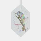 水彩カメレおもしろいオン ガラスオーナメント (正面右)