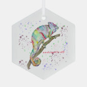 水彩カメレおもしろいオン ガラスオーナメント (裏面)