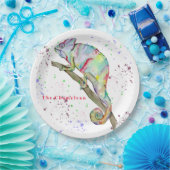 水彩カメレおもしろいオン ペーパープレート (パーティー)