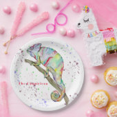 水彩カメレおもしろいオン ペーパープレート (パーティー)