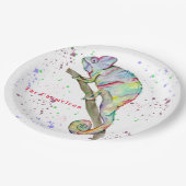 水彩カメレおもしろいオン ペーパープレート (アングル)