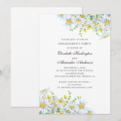 水彩カモミールの花。フラワーのエンゲージメントパーティー 招待状 (正面/裏面)