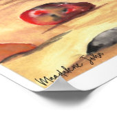 水彩カラフルは砂地のビーチで小石 ポスター (角)