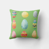 水彩カラフルイースターエッグ数々のグリーンカラー クッション (裏面)