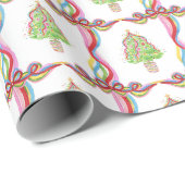 水彩カラフルクリスマスカラフルリボンツリー ラッピングペーパー (ロールコーナー)