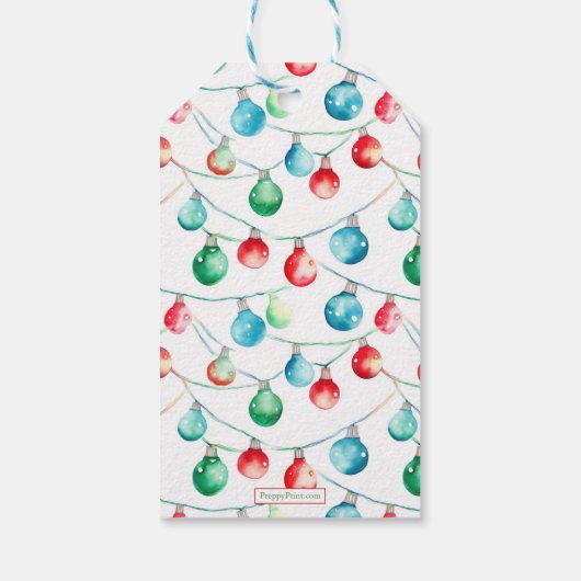 水彩カラフルクリスマスストリングライト ギフトタグ (裏面)