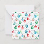 水彩カラフルクリスマスストリングライト ノートカード (裏面)