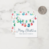 水彩カラフルクリスマスストリングライト ノートカード (正面/裏面インサイチュ)