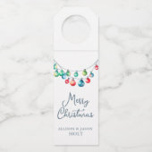 水彩カラフルクリスマスストリングライト ボトルネックタグ (正面)