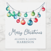 水彩カラフルクリスマスストリングライト ワインラベル (シングルラベル)