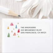 水彩カラフルクリスマスツリー差出人住所 ラベル (インサイチュ)