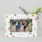 水彩カラフルクリスマスツリー 箔シーズンカード (立ち正面)