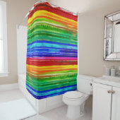 水彩カラフルストライプ モダンアーティスティック レインボー シャワーカーテン (インサイチュ)