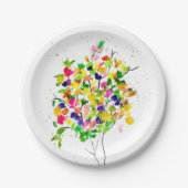 水彩カラフルツリー ペーパープレート (正面)