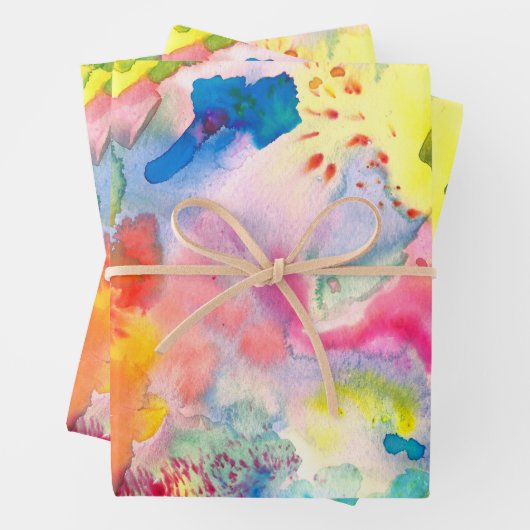 水彩カラフルテクス絵画チャの鮮やかな雨 ラッピングペーパーシート (インサイチュ)