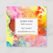 水彩カラフルテクス絵画チャの鮮やかな スクエア名刺 (裏面)