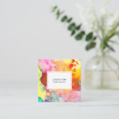 水彩カラフルテクス絵画チャの鮮やかな スクエア名刺 (スタンド正面)