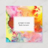 水彩カラフルテクス絵画チャの鮮やかな スクエア名刺 (正面)
