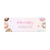 水彩カラフルドーナツ2nd誕生日ピンク名 ラベル (正面)