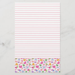 水彩カラフルハートピンクパステルライン 便箋