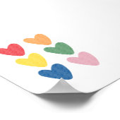 水彩カラフルハートプリント ポスター (角)