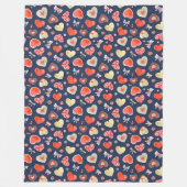 水彩カラフルハート フリースブランケット (正面)