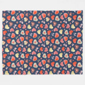 水彩カラフルハート フリースブランケット (正面(横))