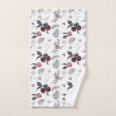 水彩カラフルバラグレ葉イ バスタオルセット (ハンドタオル)