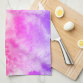 水彩カラフルピンクの染み抽象芸術アート キッチンタオル (四つ折り)