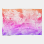 水彩カラフルピンクの染み抽象芸術アート キッチンタオル (横)