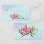 水彩カラフルフローラのエ結婚スコートカード プレイスカード (正面/裏面)