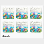 水彩カラフルフローラチューリップハッピーイースター スクエアシール (シート)