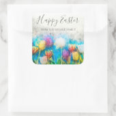 水彩カラフルフローラチューリップハッピーイースター スクエアシール (バッグ)