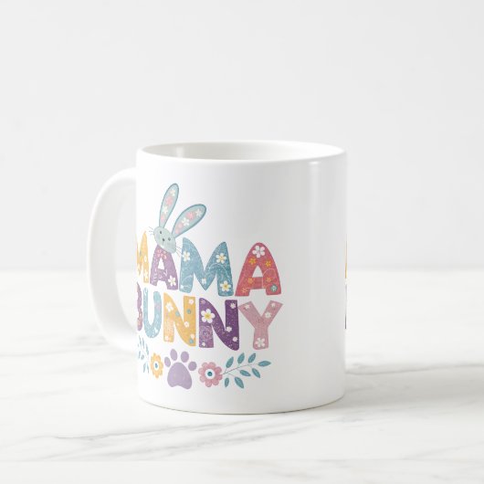 水彩カラフルフローラママバニー コーヒーマグカップ (正面左)