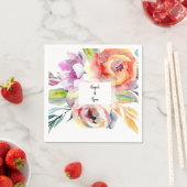 水彩カラフルフローラ名 スタンダードカクテルナプキン (インサイチュ)