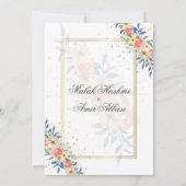 水彩カラフルフローラ枠ムスリム結婚 招待状 (裏面)