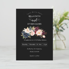 水彩カラフルフローラ結婚式招待状 招待状