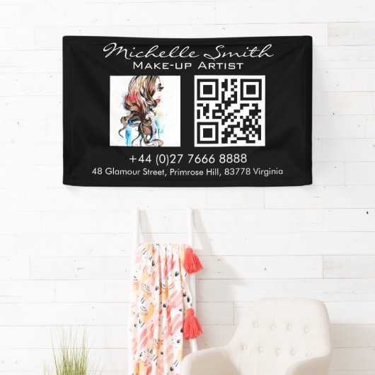 水彩カラフルヘアスタイリングの波型ヘアメイクアップ 横断幕 (インサイチュ)