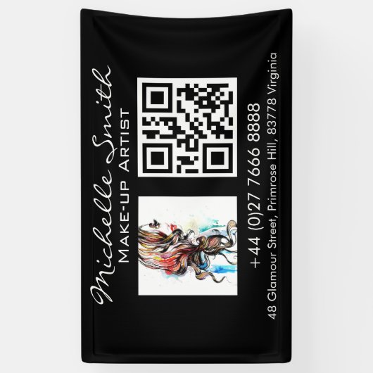 水彩カラフルヘアスタイリングの波型ヘアメイクアップ 横断幕 (縦)