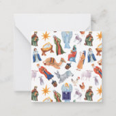 水彩カラフル出生クリスマスエンクロージャ ノートカード (裏面)