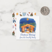 水彩カラフル出生クリスマスエンクロージャ ノートカード (正面/裏面インサイチュ)