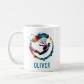 水彩カラフル天窓パーソナライズされた コーヒーマグカップ (左)