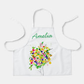 水彩カラフル抽象芸術ツリー エプロン (正面)