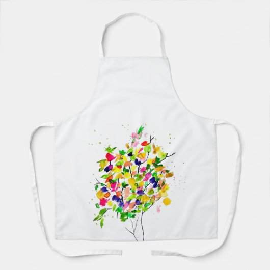 水彩カラフル抽象芸術ツリー エプロン (正面)