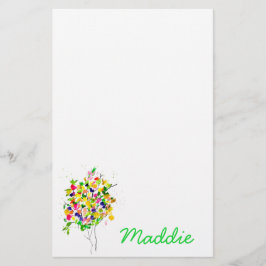 水彩カラフル抽象芸術ツリー 便箋