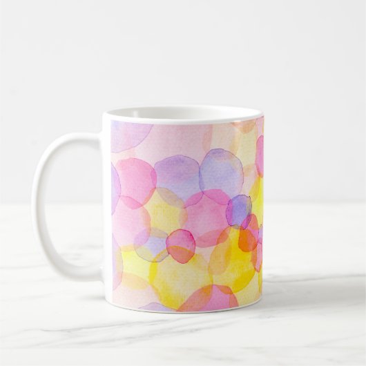 水彩カラフル水玉模様継ぎ目無し模様 コーヒーマグカップ (左)