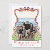 水彩カラフル紙吹雪クリスマスツリーズ写真 シーズンカード (正面)